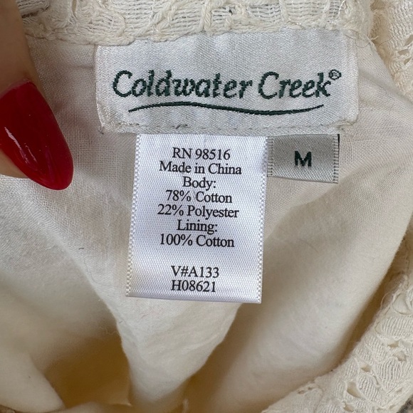 Cold water Creek Jacket Womens Sz M off white Embroidered Eyelet Lace preloved - Picture 5 of 7
